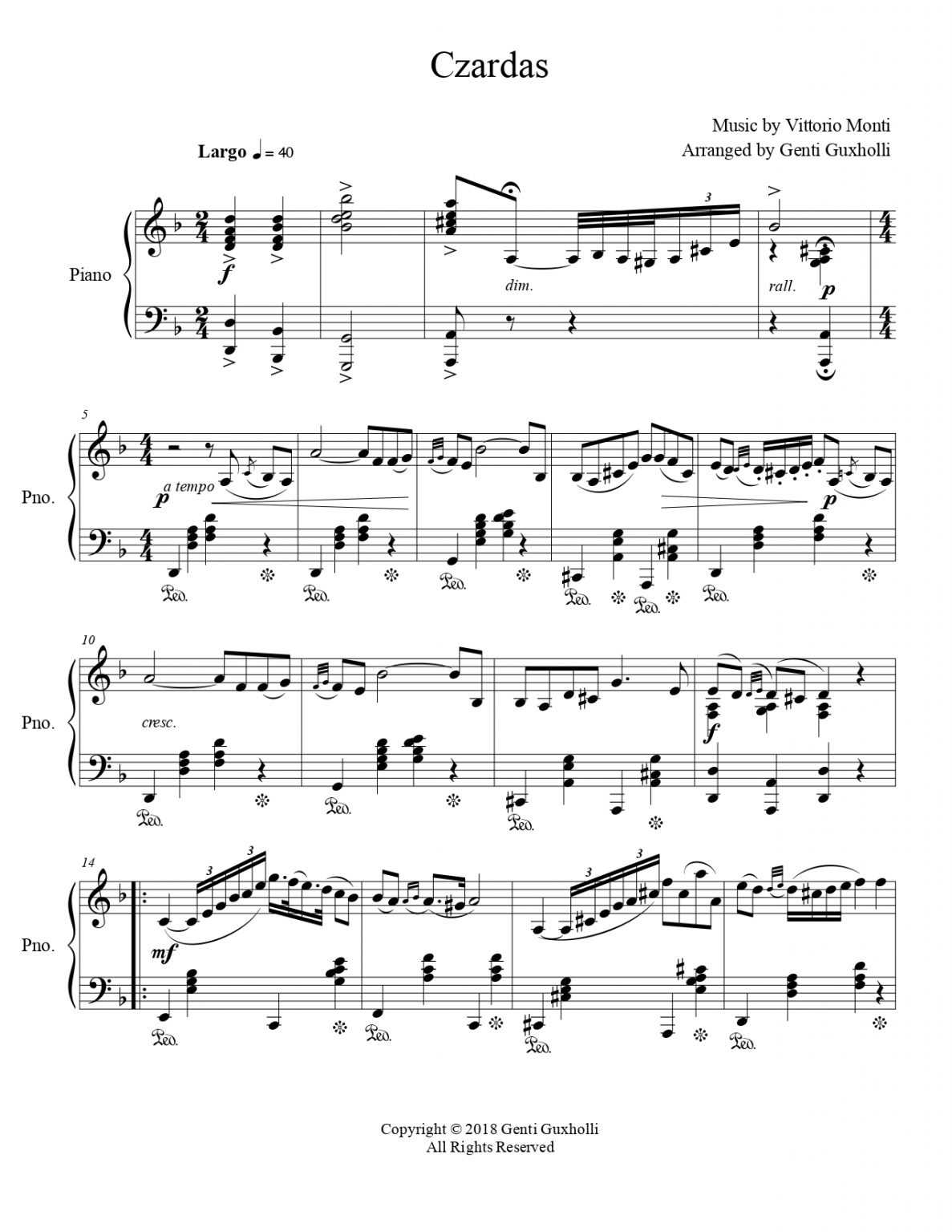 Vittorio Monti – Czardas (Piano Solo) – Littlesheetmusic