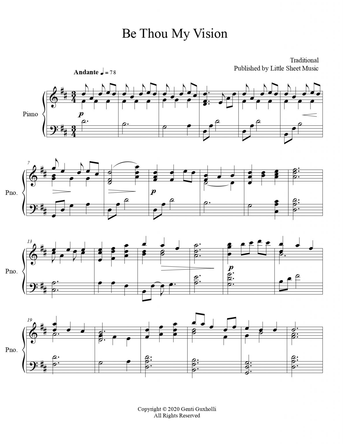 Be Thou My Vision (Piano Solo) – Littlesheetmusic