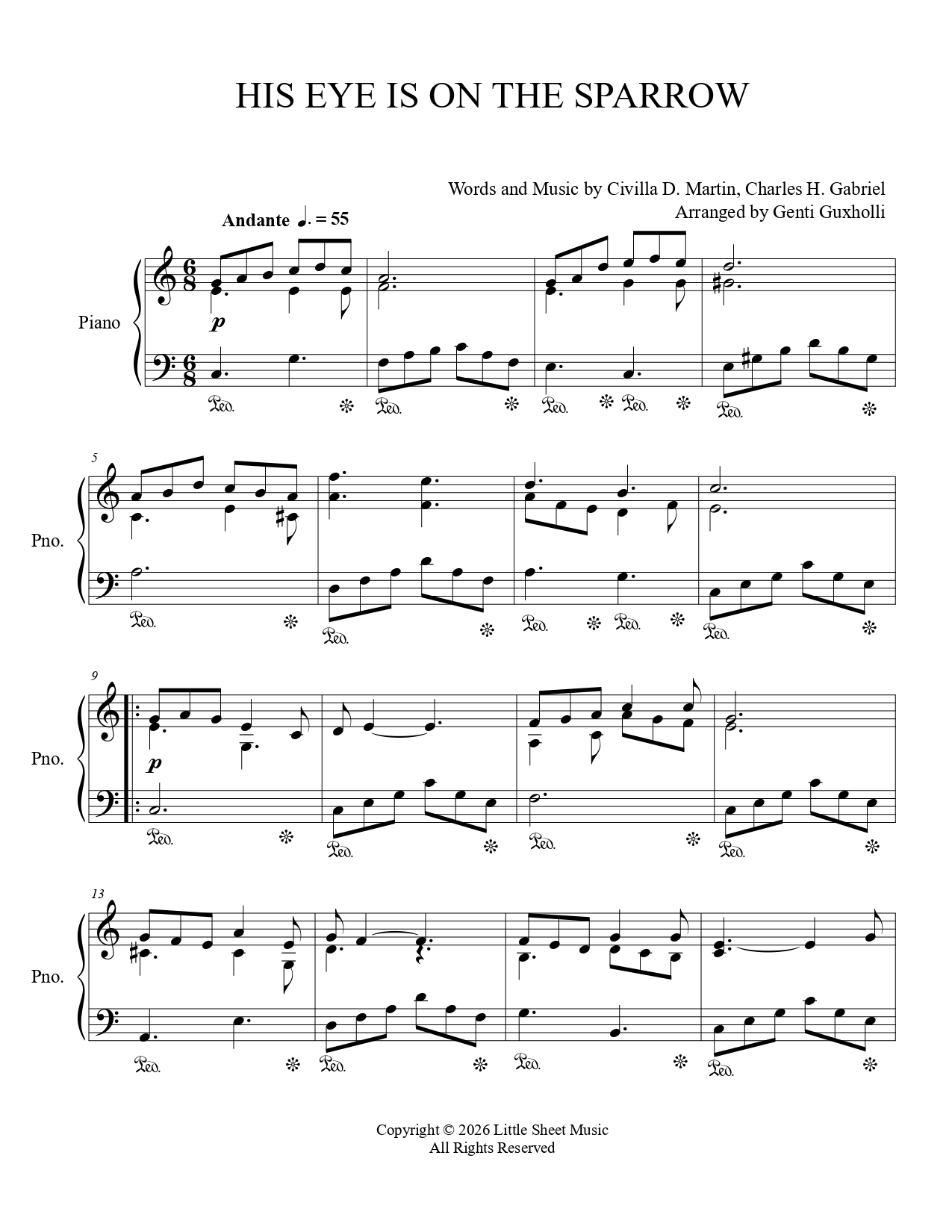 His Eye Is On The Sparrow (Piano Solo) - Image 2